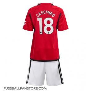 Manchester United Casemiro #18 Replik Heimtrikot Kinder 2023-24 Kurzarm (+ Kurze Hosen)